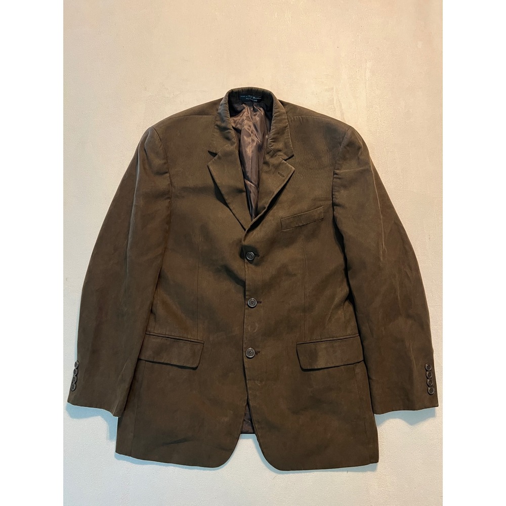 Gianfranco Ruffini Mens Brown Faux Suede 3 Button Blazer Sport Coat Size 40R